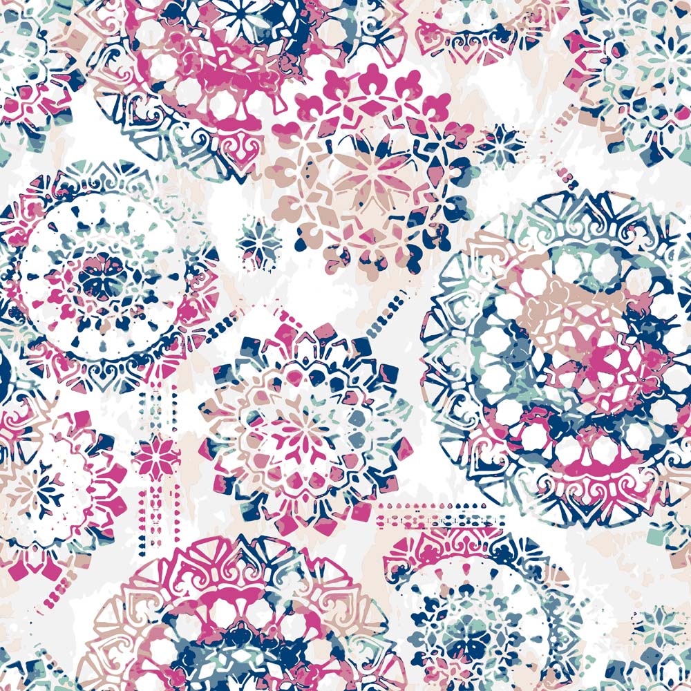 RM - PEEL & STICK Wallpaper - Boho Style Pink/Blau