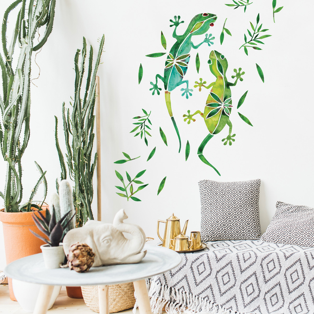 RM - CATCOQ WATERCOLOR GECKOS PEEL AND STICK GIANT WALL DECALS